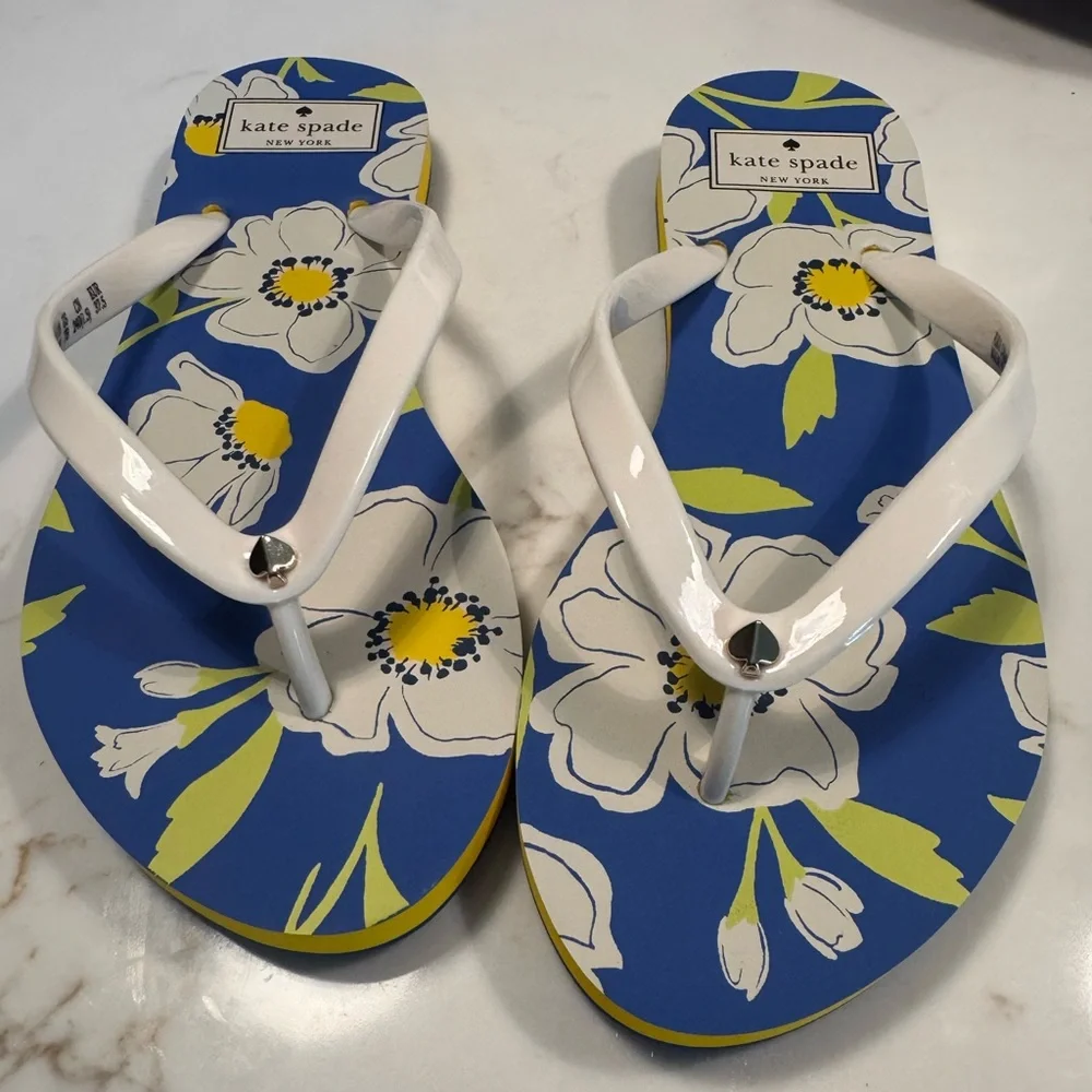 Kate Spade Blue and White Floral Sandals